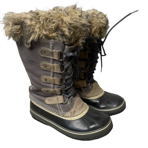 SOREL Women's Joan Of Arctic NL 1540-051 Gray/Tan Waterproof Snow Winter Boots 7 - Picture 1 of 12